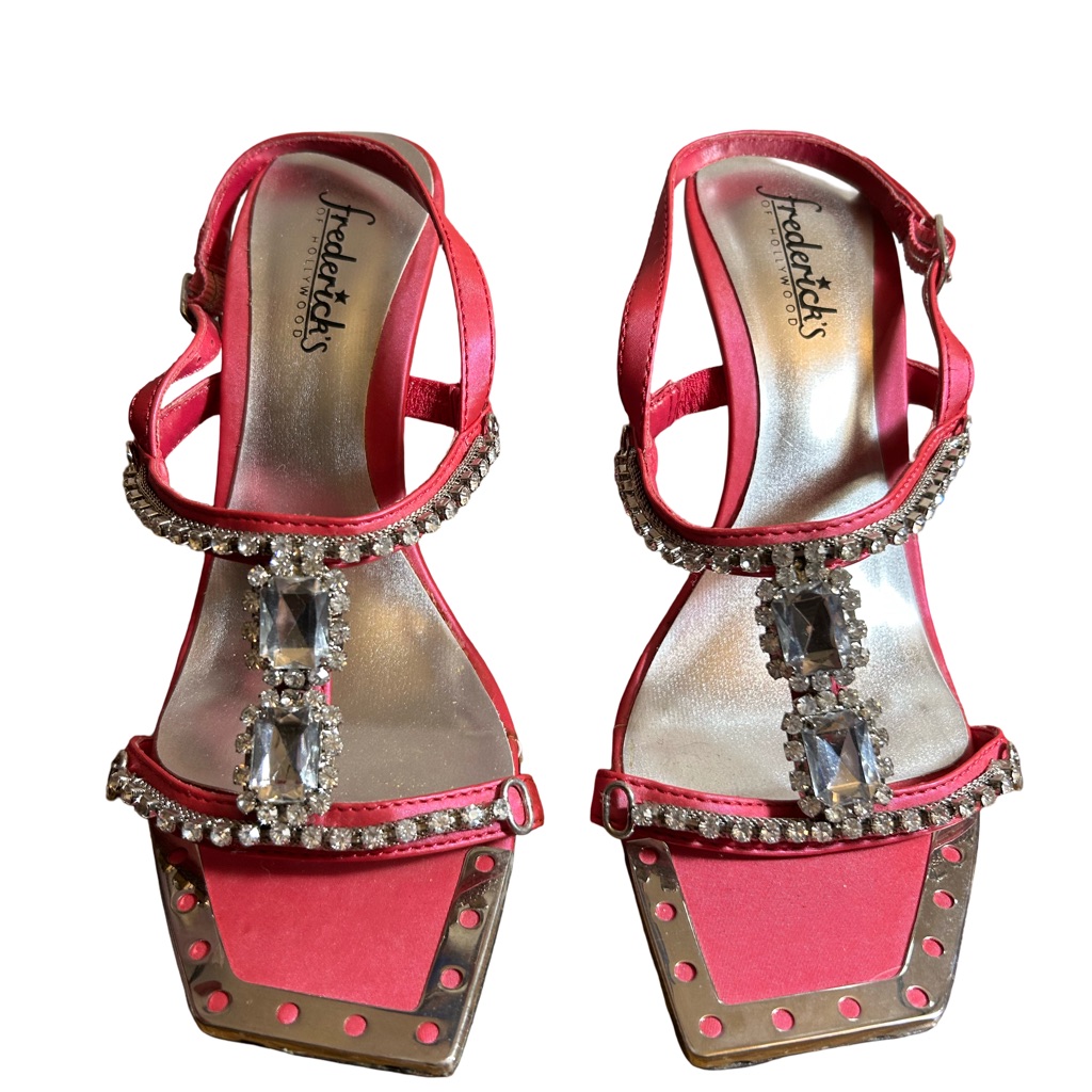 Brand New Never Worn Fredericks Of Hollywood Pink Heels With Rhinestones